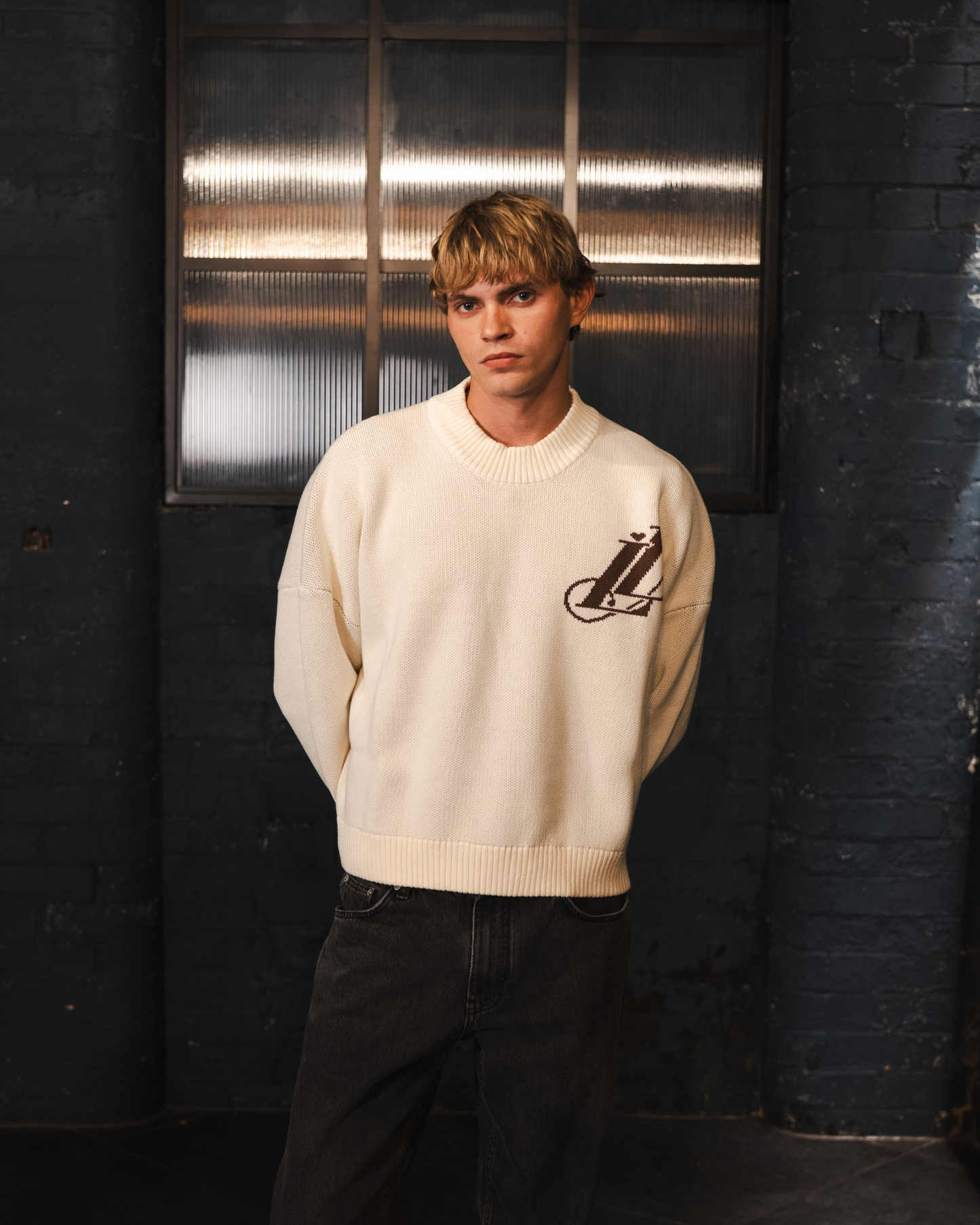 The Cream and Brown Knit.