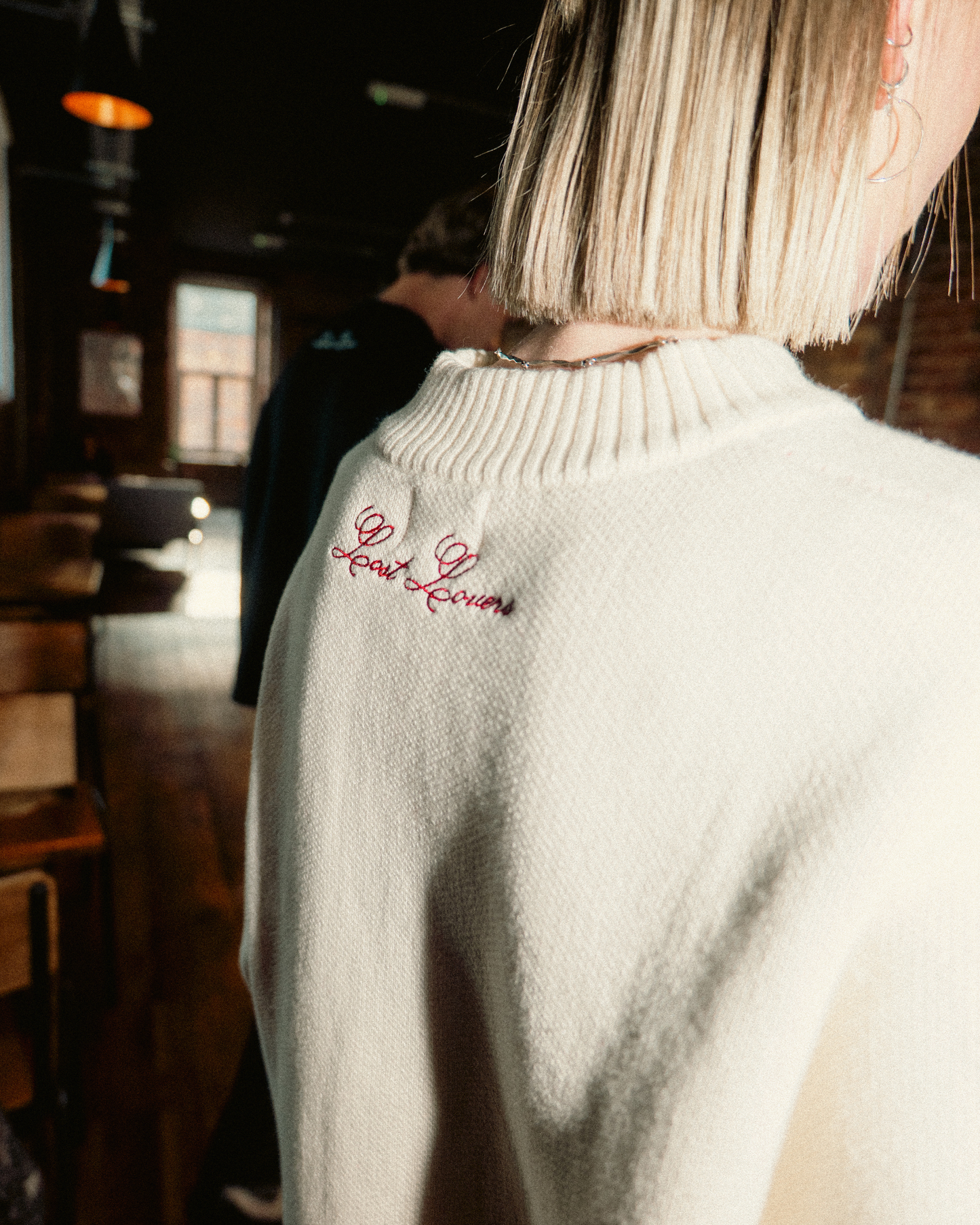 The Cream and Red Knit.