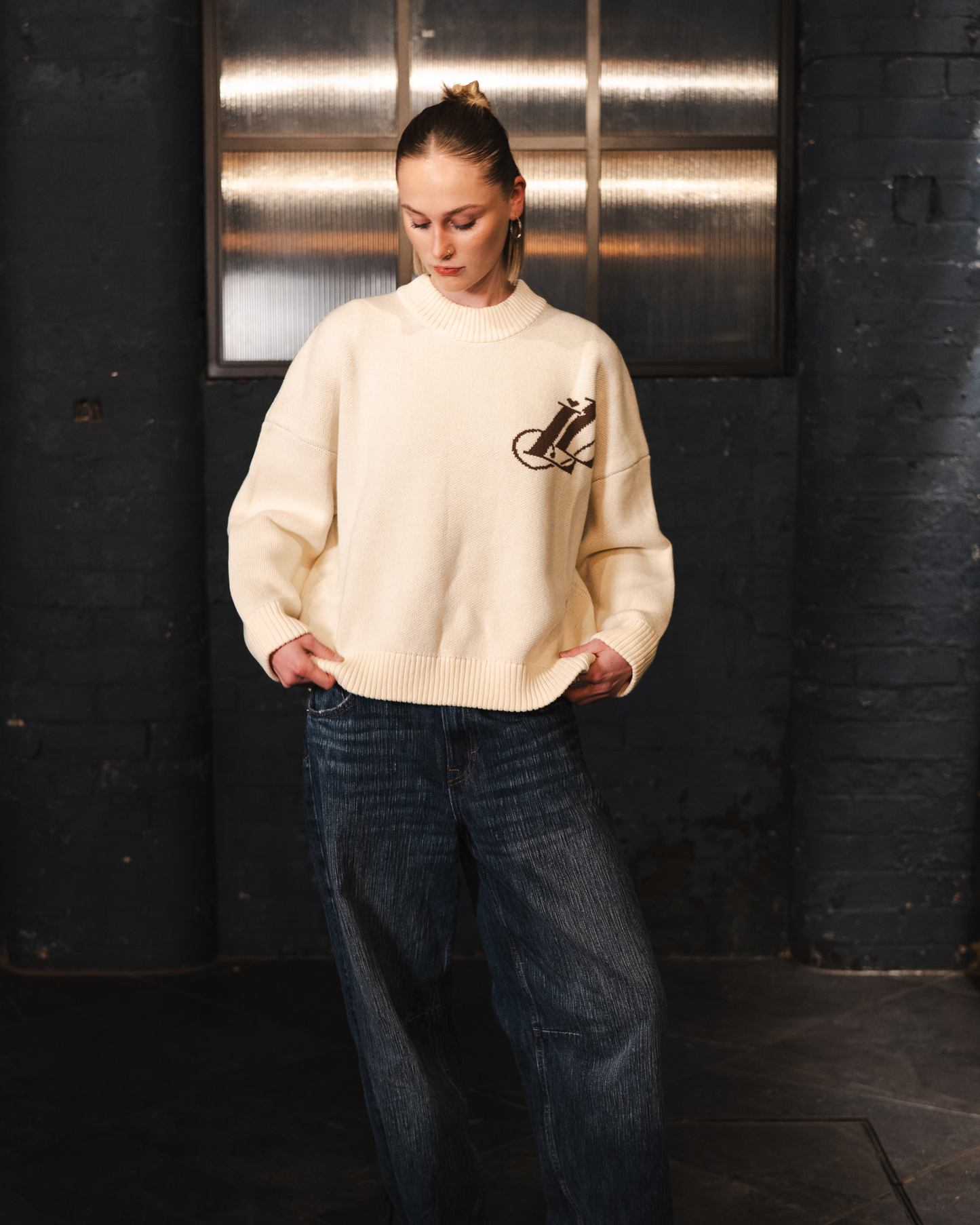 The Cream and Brown Knit.
